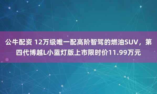 公牛配資 12萬(wàn)級(jí)唯一配高階智駕的燃油SUV，第四代博越L小藍(lán)燈版上市限時(shí)價(jià)11.99萬(wàn)元